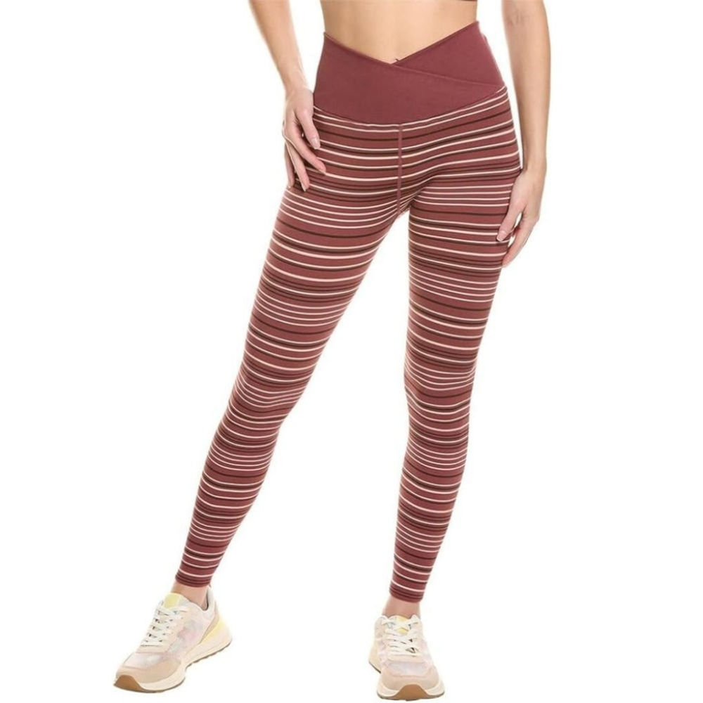 Spiritual Gangster Wrap Front Love Sculpt 7/8 Legging washed burgundy stripe NEW